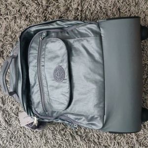 Kipling Sanaa Steel Gray Metallic Rolling backpack